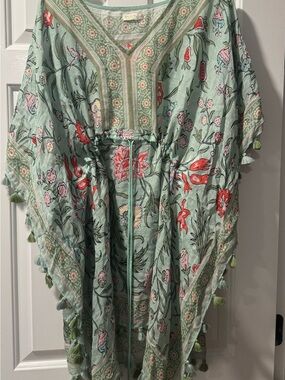 Spartina 449 Mint Green Floral Tassel Cover-Up